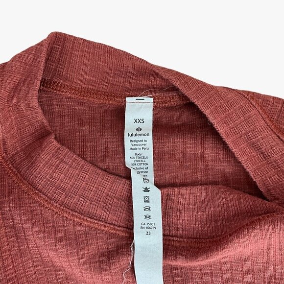Lululemon Dare to Drape Long Sleeve Top Rustic Clay Size 2XS XXS Thermal Hi Low - Picture 9 of 9